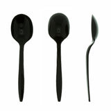 Black Polypropylene Soup Spoon, Medium Weight, Three Spoons Side by Side
