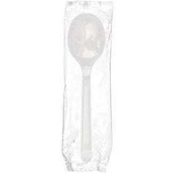 White Polypropylene Soup Spoon, Medium Heavy Weight, Individually Wrapped