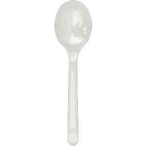 White Polypropylene Soup Spoon, Medium Heavy Weight