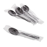 Black Polypropylene Soup Spoon, Heavy Weight, Individually Wrapped, Group Image