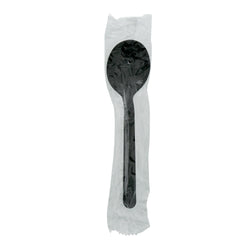 Black Polypropylene Soup Spoon, Heavy Weight, Individually Wrapped