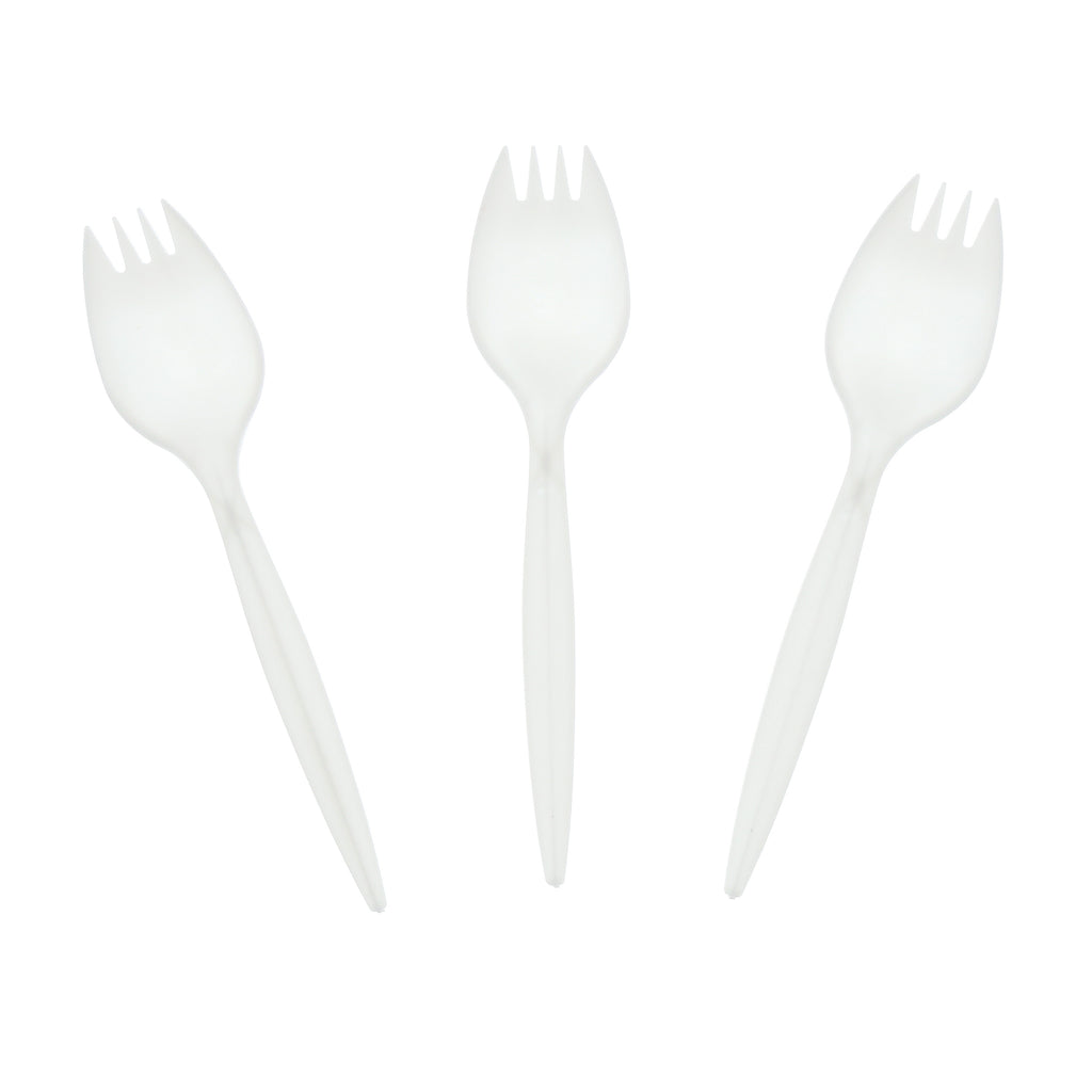 Choice White Plastic Sporks - 1000/Case