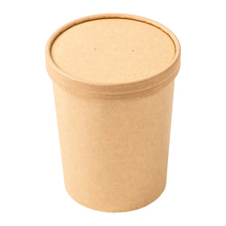 32 oz. Paper Food Containers With Vented Lids, To Go Hot Soup Bowls,  Disposable Ice Cream Cups, White [ 25 Sets]