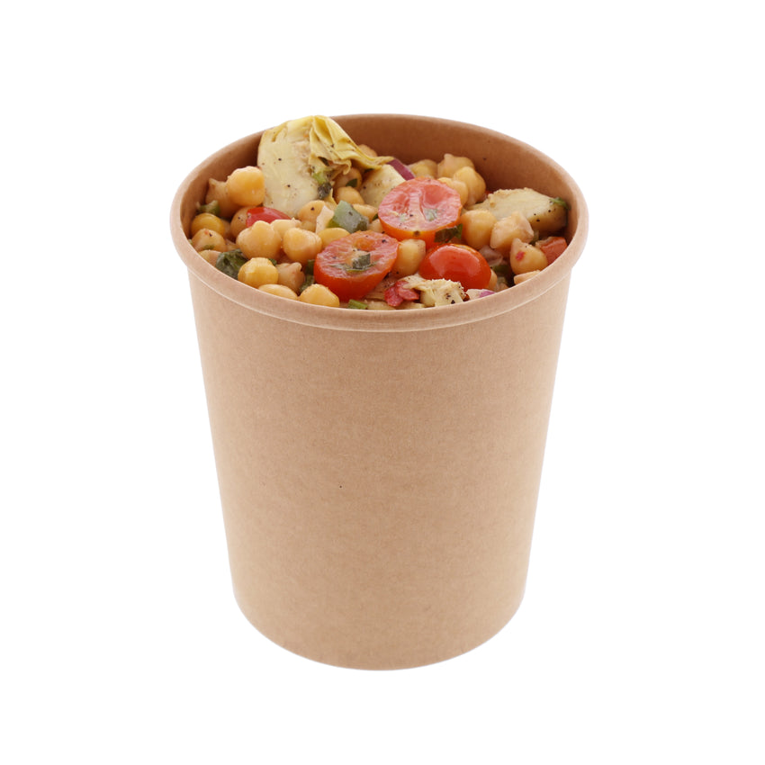 32 OZ KRAFT PAPER FOOD CONTAINER, with food