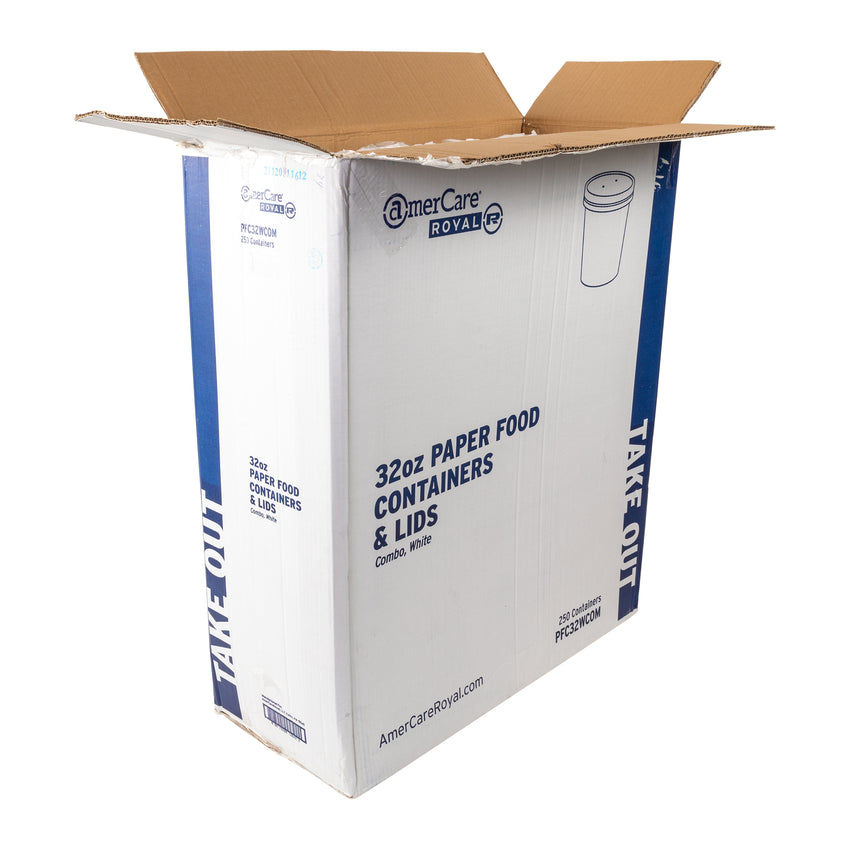 White Plain Paper Container With Lid 750ml