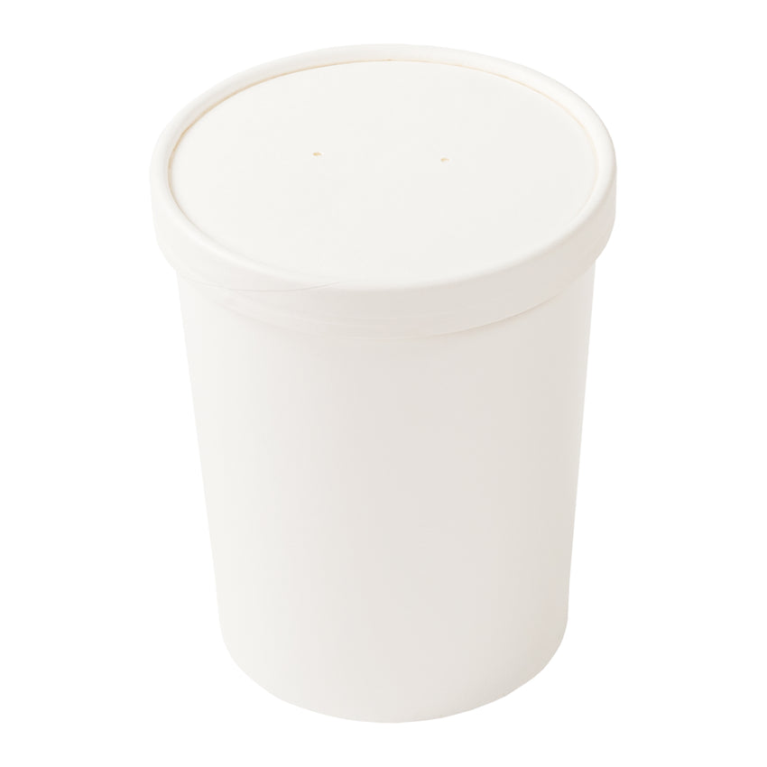 32 OZ WHITE PAPER FOOD CONTAINER AND LID COMBO