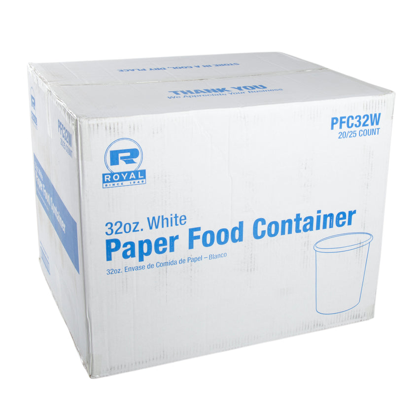 32 OZ WHITE PAPER FOOD CONTAINER, closed case