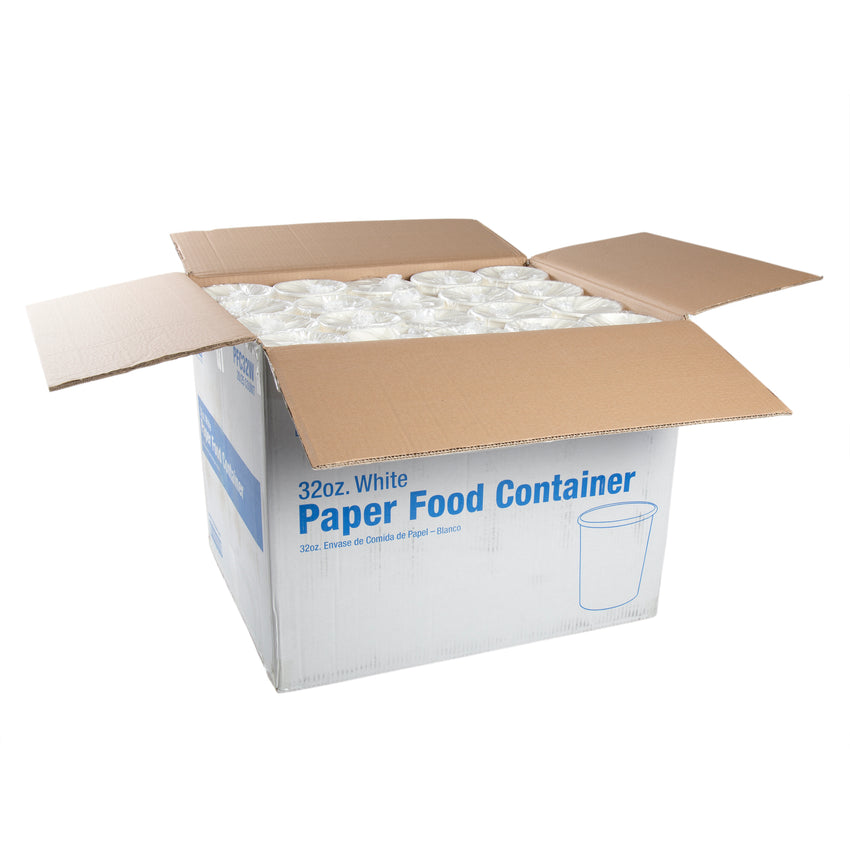 32 OZ WHITE PAPER FOOD CONTAINER, open case