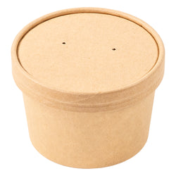 50 Pack] 8 oz Disposable Kraft Paper Soup Containers with Vented