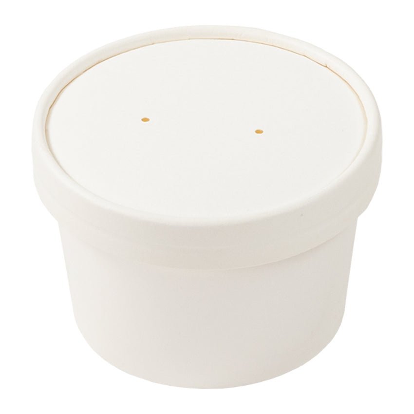 8 OZ WHITE PAPER FOOD CONTAINER AND LID COMBO, 
