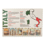 9.5" X 13.5" FACTS ABOUT ITALY MAP OF ITALY DESIGN PLACEMAT 4C