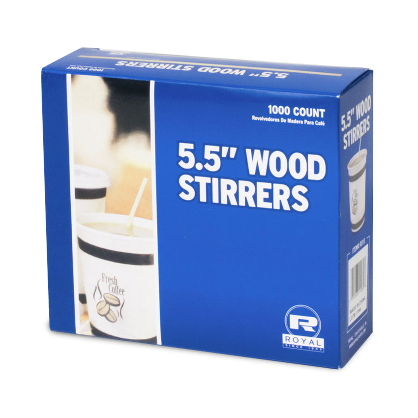 AmerCareRoyal R810 5.5 Wooden Coffee Stirrers - 10000 / Case