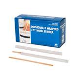 7.5" WOOD COFFEE STIRRERS INDIVIDUALLY WRAPPED, Closed Inner Box With Three Stirrers In Front
