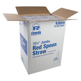 10.25" RED INDIVIDUALLY WRAPPED JUMBO SPOON STRAW, Opened Case