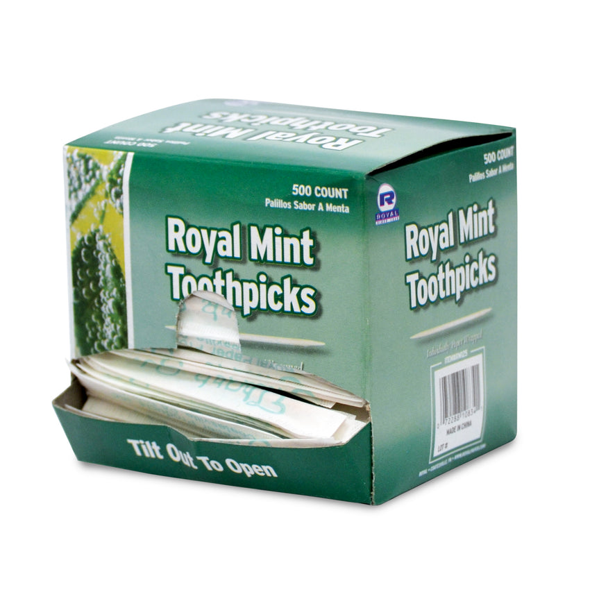 INDIVIDUAL PAPER Wrapped TOOTHPICKS MINT, Opened Inner Box