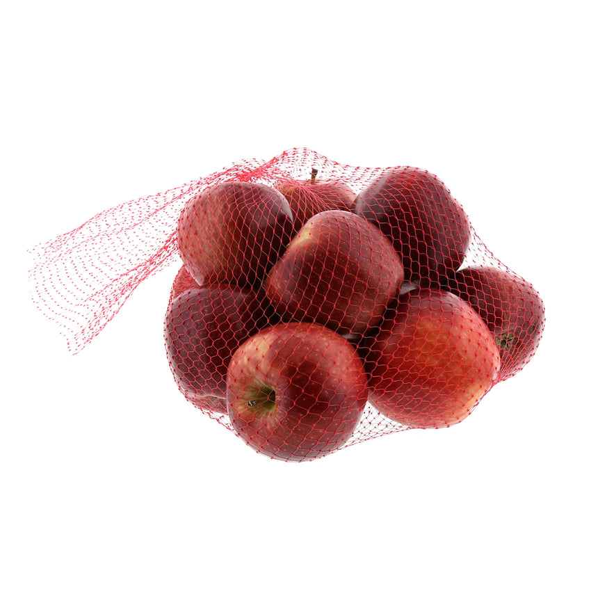 PLASTIC MESH BAG RED 24", Bag Filled With Apples