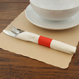 PAPER NAPKIN BAND RED, Napkin Band On Placemat Beside Tableware