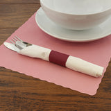 PAPER NAPKIN BANDS BURGUNDY, Napkin Band On Placemat Beside Tableware