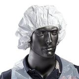 19" WHITE O.R. CAP LATEX FREE, On Mannequin Front View