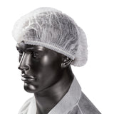 21" WHITE O.R. CAP LATEX FREE PLEATED, Cap On Mannequin
