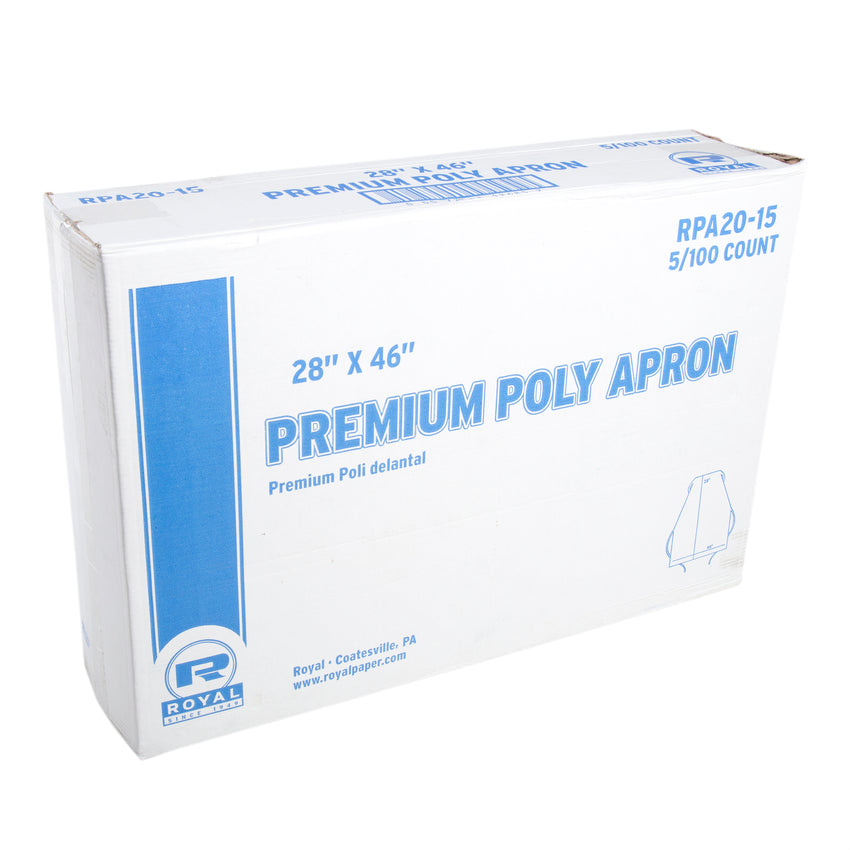 WHITE 28" X 46" 1.5 MIL POLY APRON BOXED, Closed Case