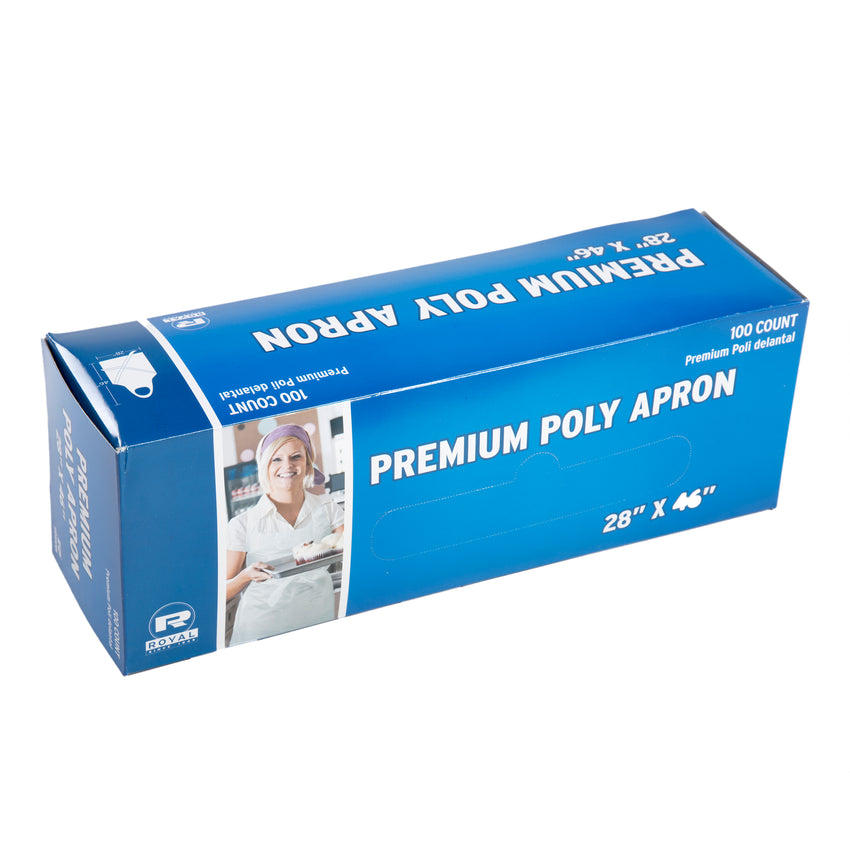 WHITE 28" X 46" 1.5 MIL POLY APRON BOXED, Closed Inner Box