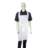 WHITE 28" X 46" 1.77 MIL POLY APRON BOXED, Apron On Mannequin, Front Tied