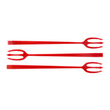 PLASTIC FORK 3 PRONG RED DEVIL, Three Forks Lengthwise View