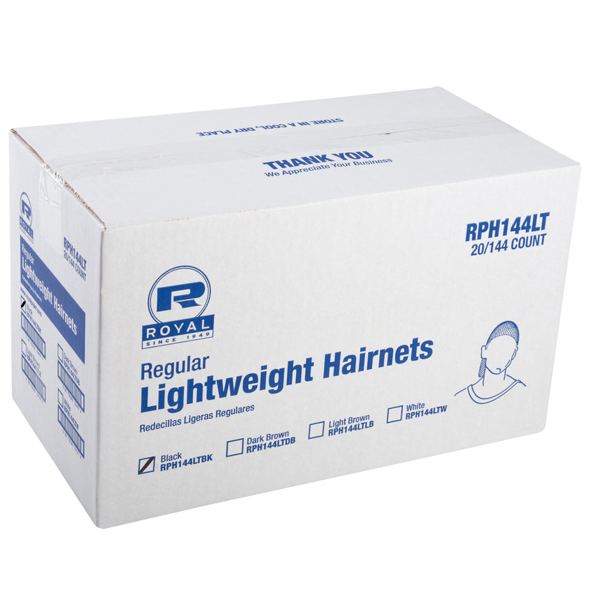 24" BLACK LIGHT WEIGHT HAIRNET LATEX FREE, Closed Case