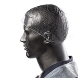 28" WHITE LIGHT WEIGHT HAIRNET LATEX FREE, On Mannequin Side View