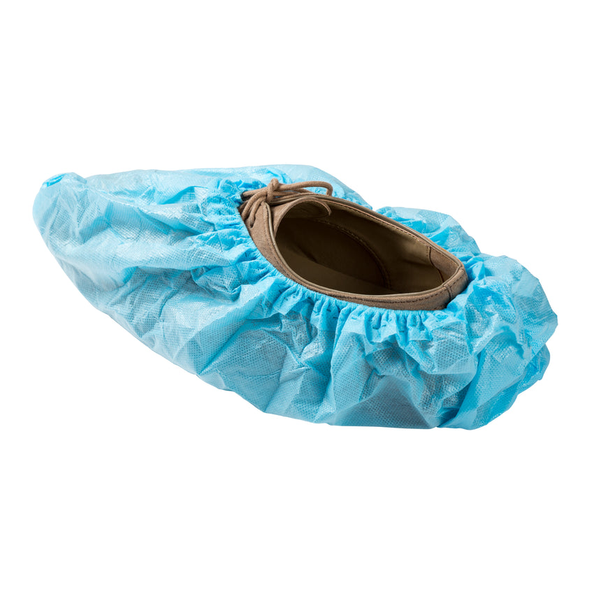 SUPER STICKY SHOE COVER 18.5" XL BLUE, On Shoe Rotated Rear View