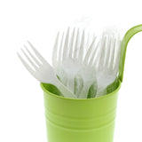 White Polystyrene Fork, Medium Heavy Weight, Individually Wrapped, Image of Cutlery In A Cup