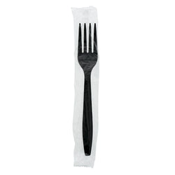 Black Polystyrene Fork, Heavy Weight, Individually Wrapped