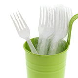 White Polystyrene Fork, Heavy Weight, Individually Wrapped, Image of Cutlery In A Cup