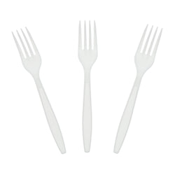 White Polystyrene Fork, Heavy Weight, Three Forks Fanned Out