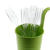 Clear Polystyrene Fork, Heavy Weight, Image of Cutlery In A Cup