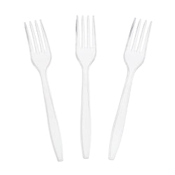 Clear Polystyrene Fork, Heavy Weight, Three Forks Fanned Out