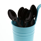 Black Polystyrene Teaspoon, Medium Heavy Weight, Image of Cutlery In A Cup