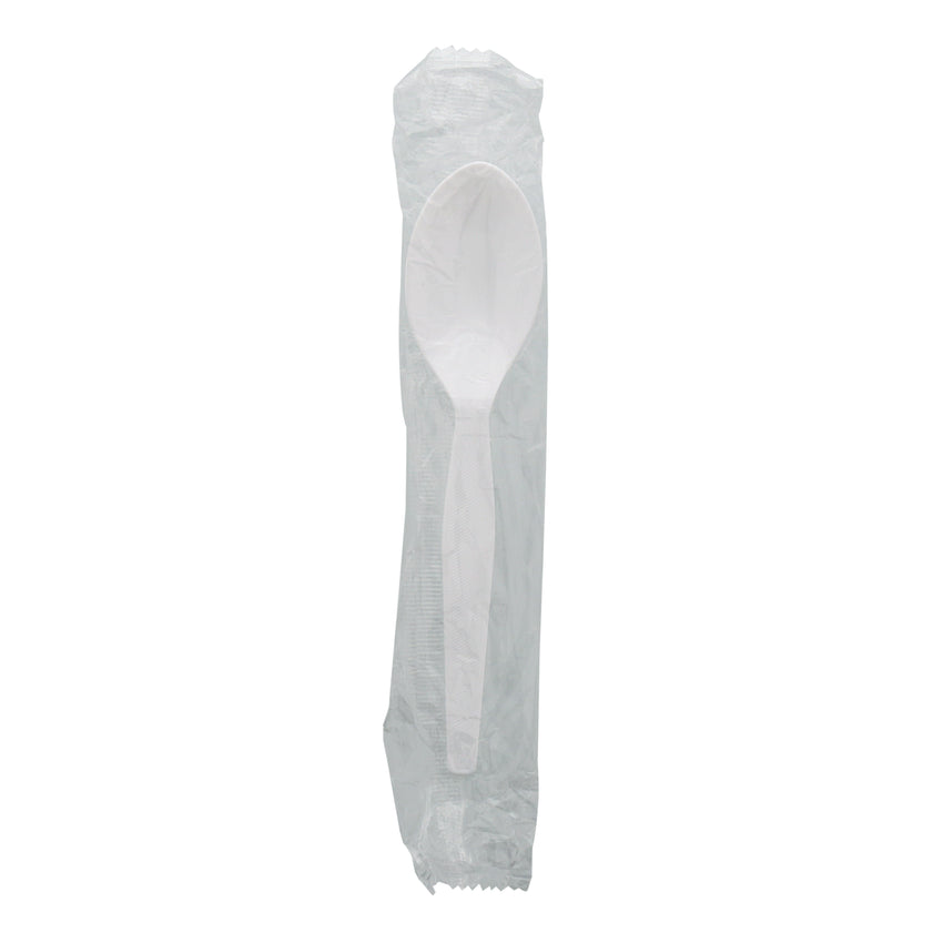 White Polystyrene Teaspoon, Medium Heavy Weight, Individually Wrapped