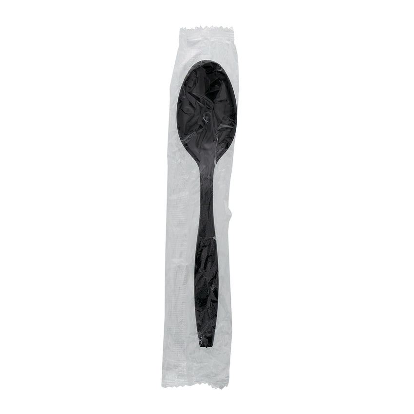 Black Polystyrene Teaspoon, Heavy Weight, Individually Wrapped