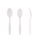 White Polystyrene Teaspoon, Heavy Weight, Three Teaspoons Side by Side
