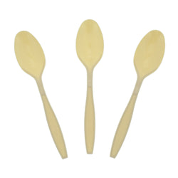 Champagne Polystyrene Teaspoon, Heavy Weight, Three Teaspoons Fanned Out