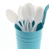 White Polystyrene Teaspoon, Heavy Weight, Image of Cutlery In A Cup