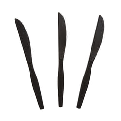 Black Polystyrene Knife, Medium Heavy Weight, Three Knives Fanned Out