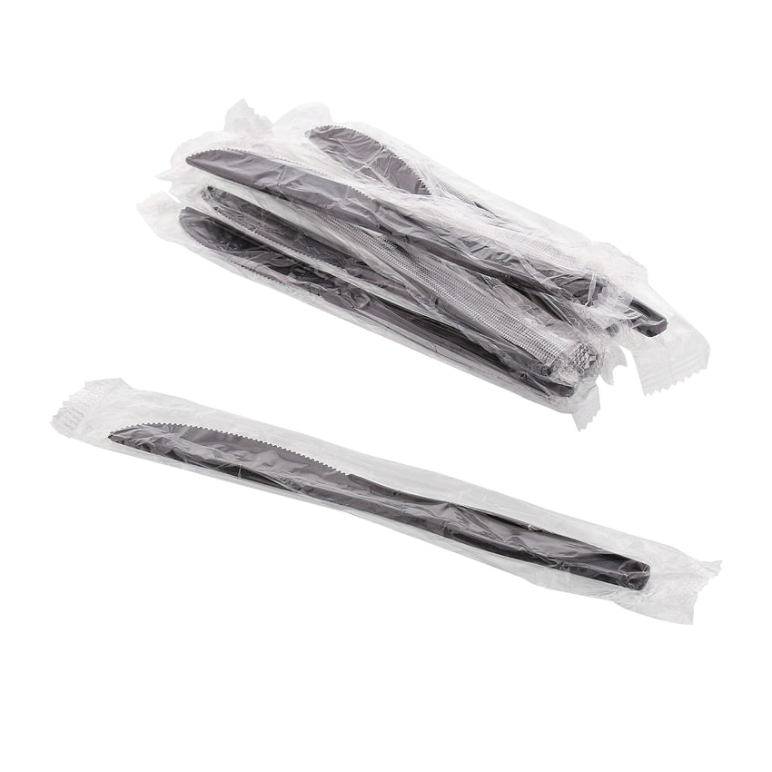 Black Polystyrene Knife, Medium Heavy Weight, Individually Wrapped, Group Image