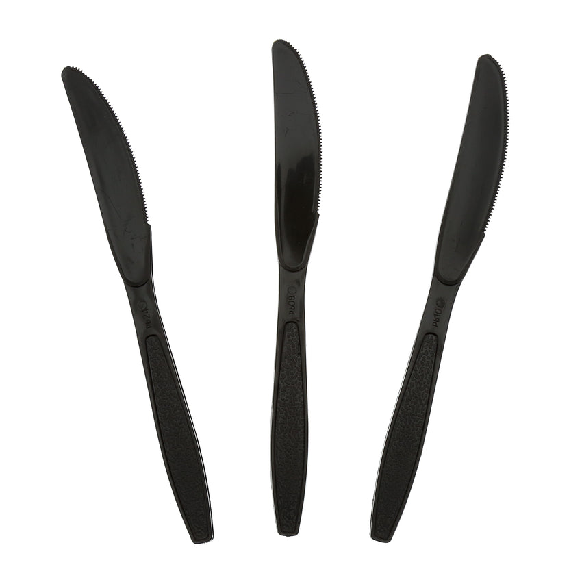 Black Polystyrene Knife, Heavy Weight, Three Knives, Fanned Out