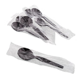 Black Polystyrene Soup Spoon, Medium Heavy Weight, Individually Wrapped, Group Image