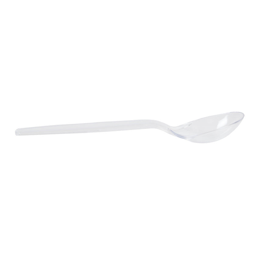 Clear Polystyrene Soup Spoon, Heavy Weight, Side View
