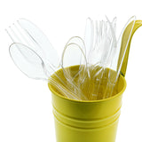 Heavy Weight Clear Polystyrene Cutlery Retail Pack, S601 Series, Photo of Cutlery In A Cup