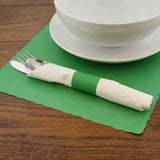 GREEN PLACEMAT 13.5" X 9.5" SCALLOPED, Placemat With Dinnerware and Utensils On Top
